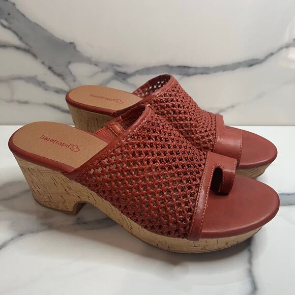 Baretraps Women's Rust Cork Wedge Bethie Sandals Sz 10 Casual Summer Comfort - Picture 1 of 8